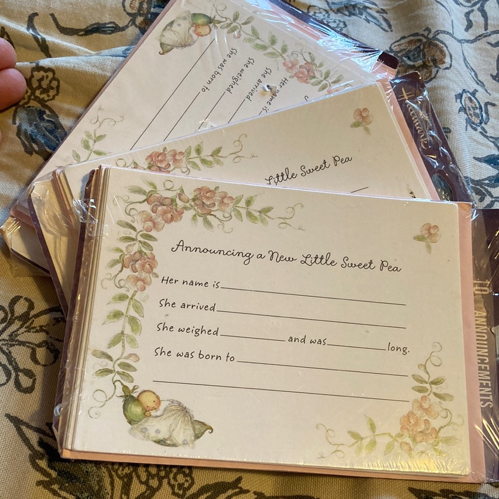 Vintage Hallmark Baby girl announcement cards